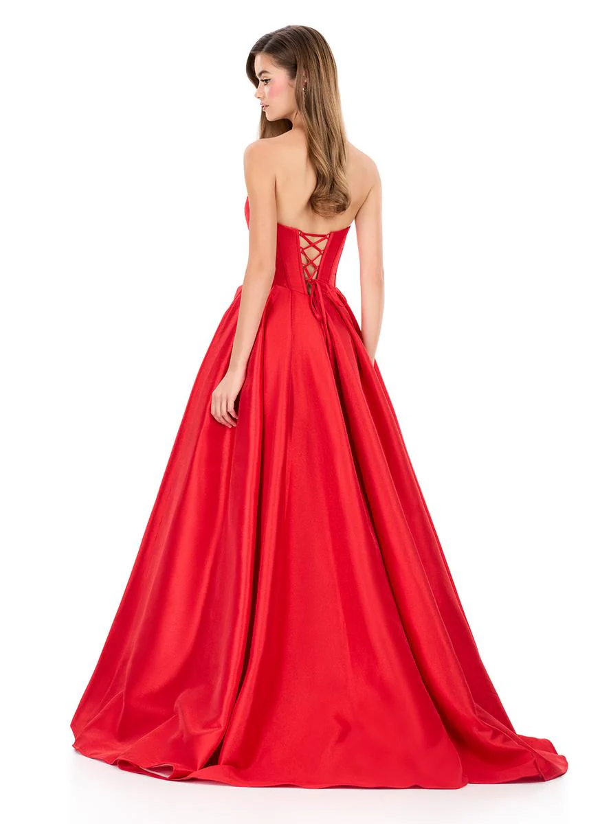 ASHLEYlauren Corset Pleated Ball Gown Dress 12266 - Image 8