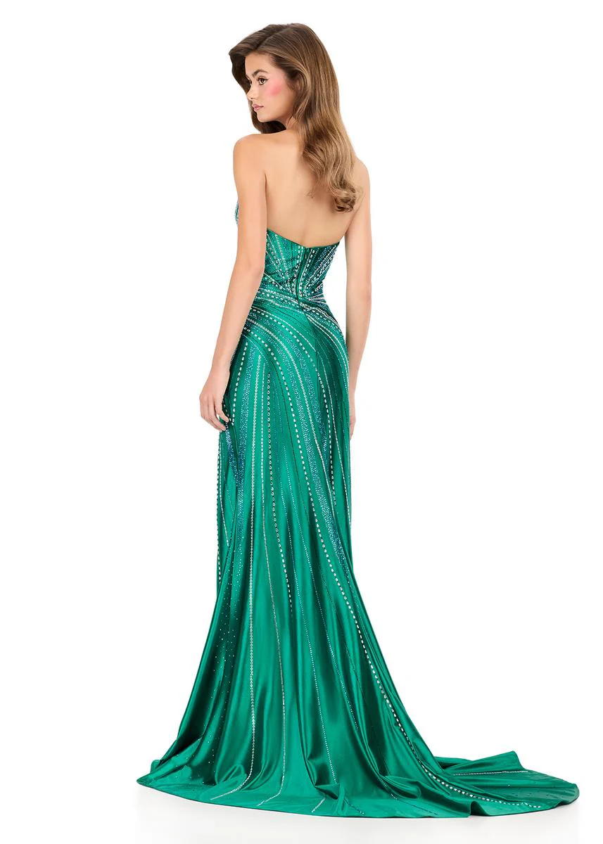 ASHLEYlauren Strapless Embellished Prom Dress 12267 - Image 13
