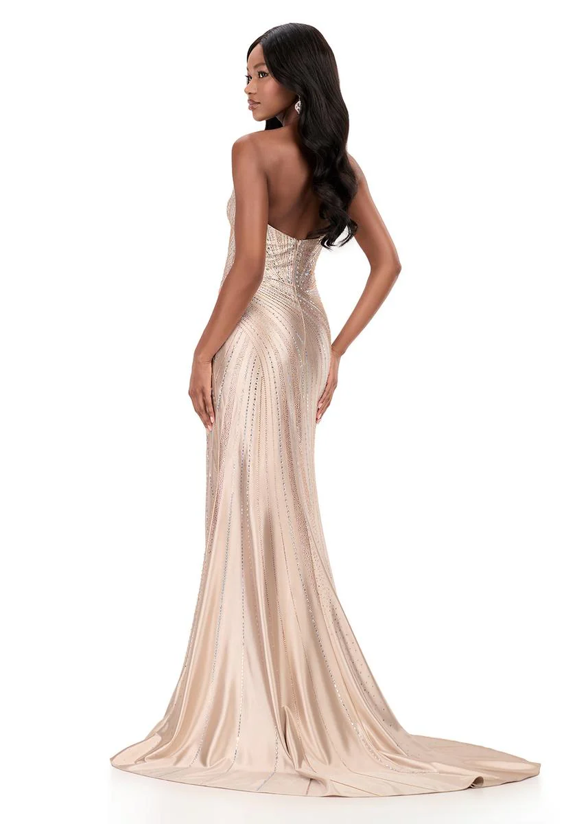 ASHLEYlauren Strapless Embellished Prom Dress 12267 - Image 15
