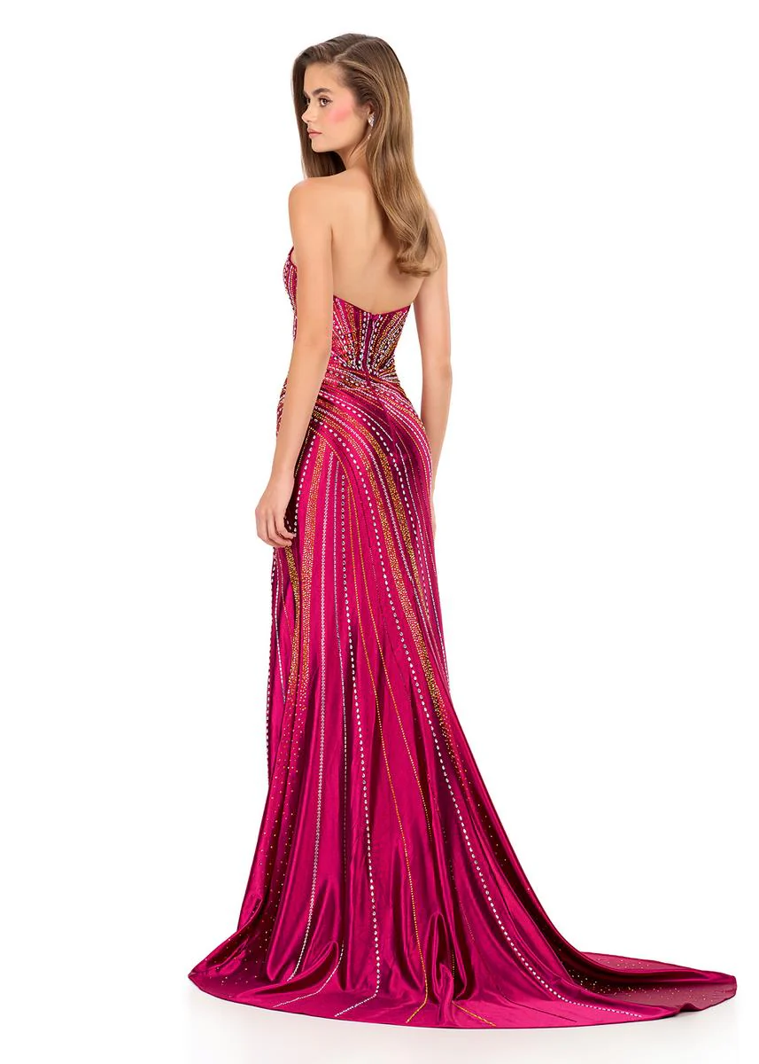 ASHLEYlauren Strapless Embellished Prom Dress 12267 - Image 3