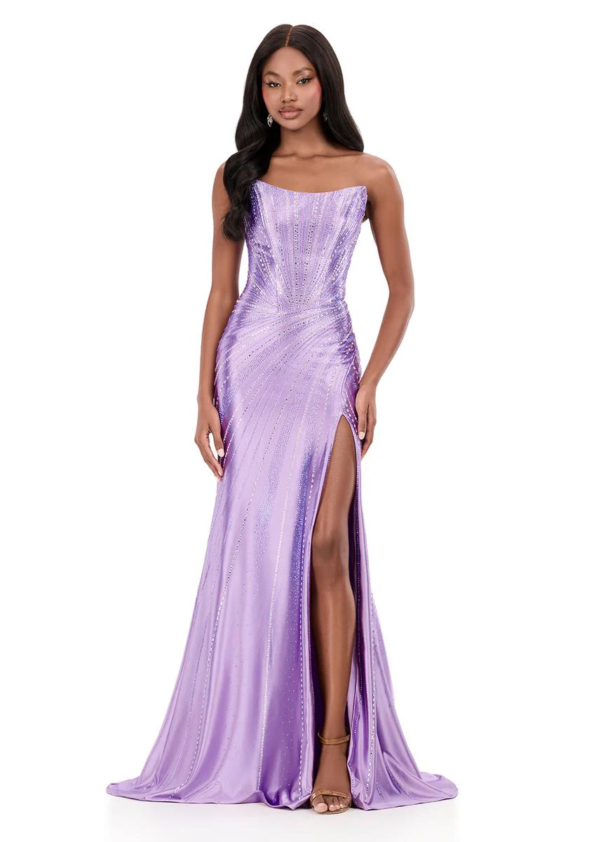 ASHLEYlauren Strapless Embellished Prom Dress 12267 - Image 4