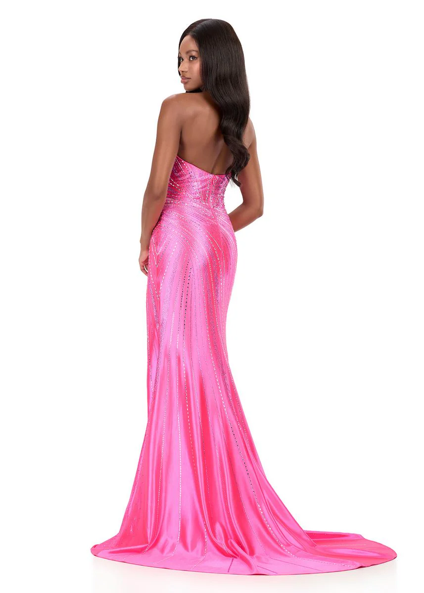 ASHLEYlauren Strapless Embellished Prom Dress 12267 - Image 9