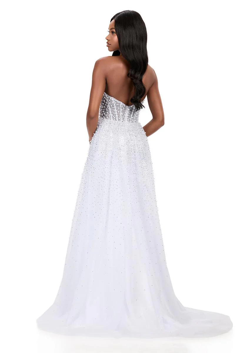 ASHLEYlauren Beaded Tulle Halter Prom Dress 12268 - Image 10