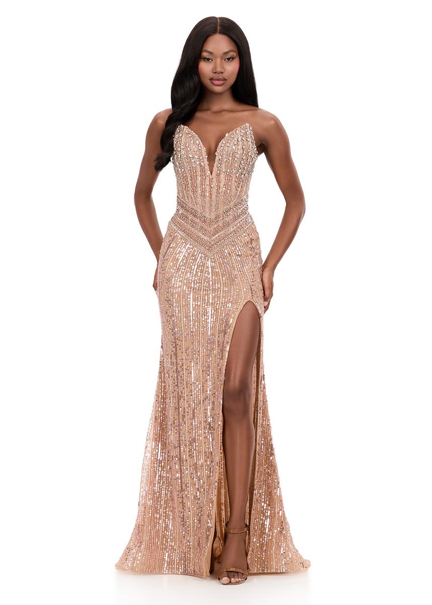 ASHLEYlauren Drop Waist Beaded Prom Dress 12274 - Image 11
