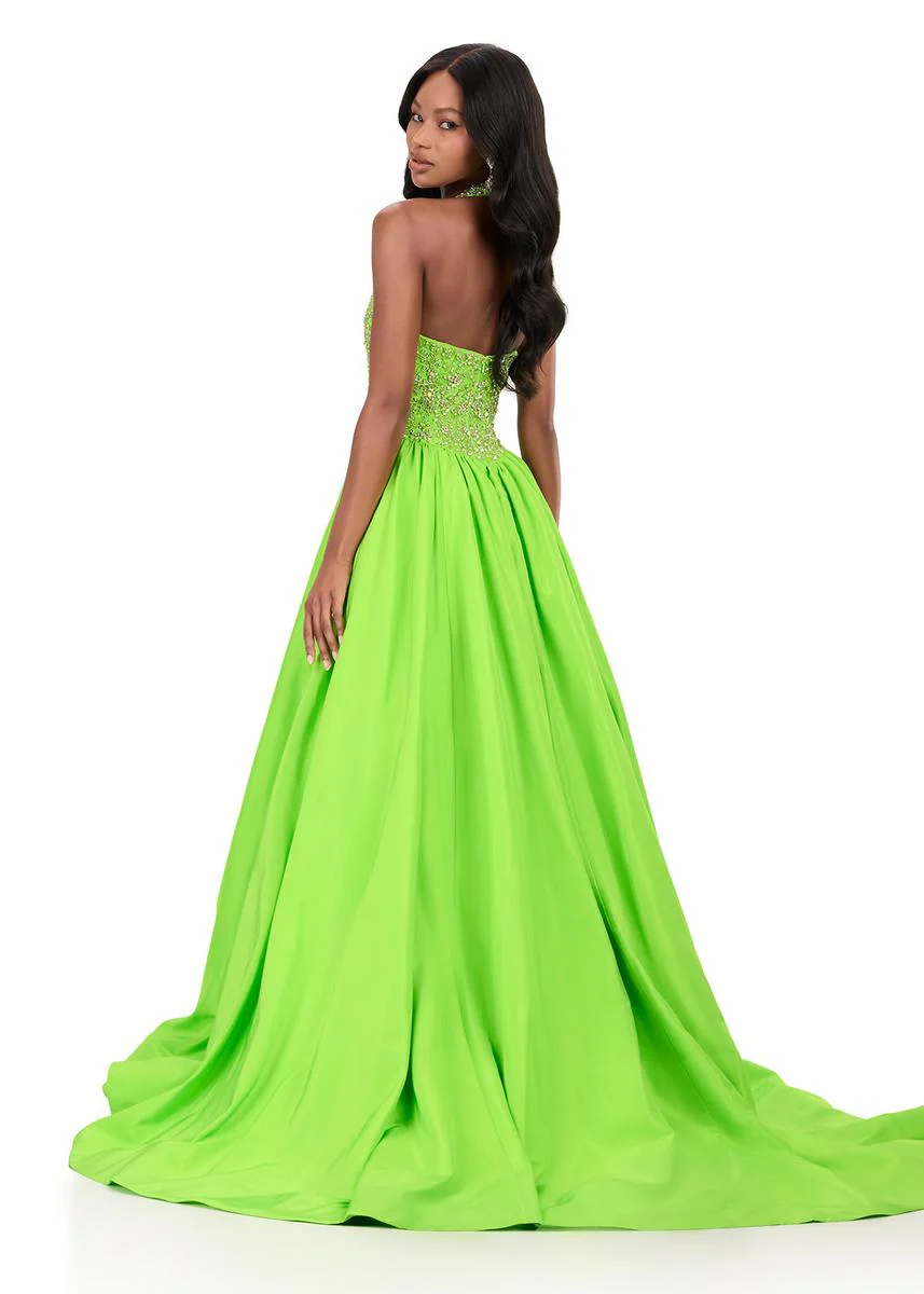 ASHLEYlauren Taffeta Halter Pageant Dress 12299 - Image 5