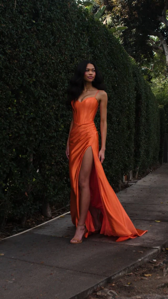 ASHLEYlauren Tight Ruched Corset Prom Dress 12303 - Image 3