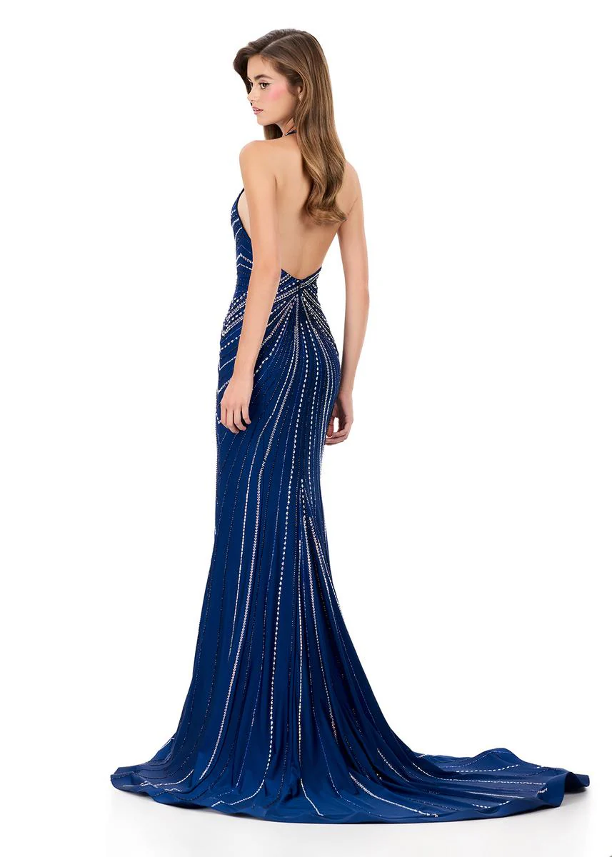 ASHLEYlauren Hot Stone Halter Prom Dress 12327 - Image 10