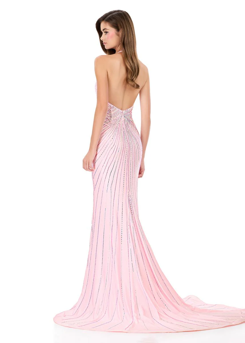ASHLEYlauren Hot Stone Halter Prom Dress 12327 - Image 12