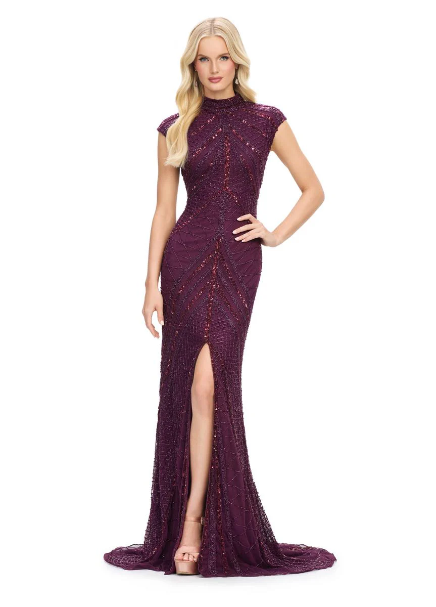 AshleyLauren Cap Sleeve Beaded Prom Dress 1624 - B - Image 26