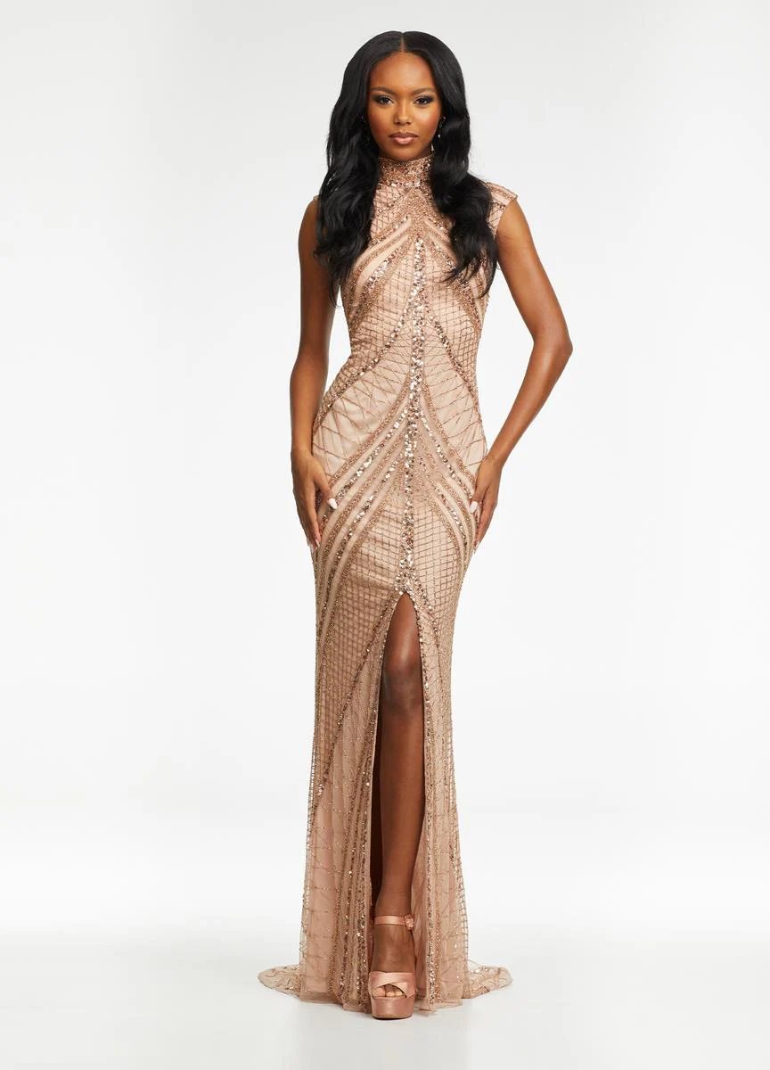 AshleyLauren Cap Sleeve Beaded Prom Dress 1624 - B - Image 5