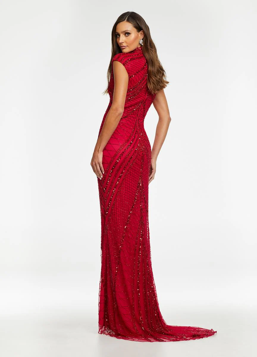 AshleyLauren Cap Sleeve Beaded Prom Dress 1624 - B - Image 9