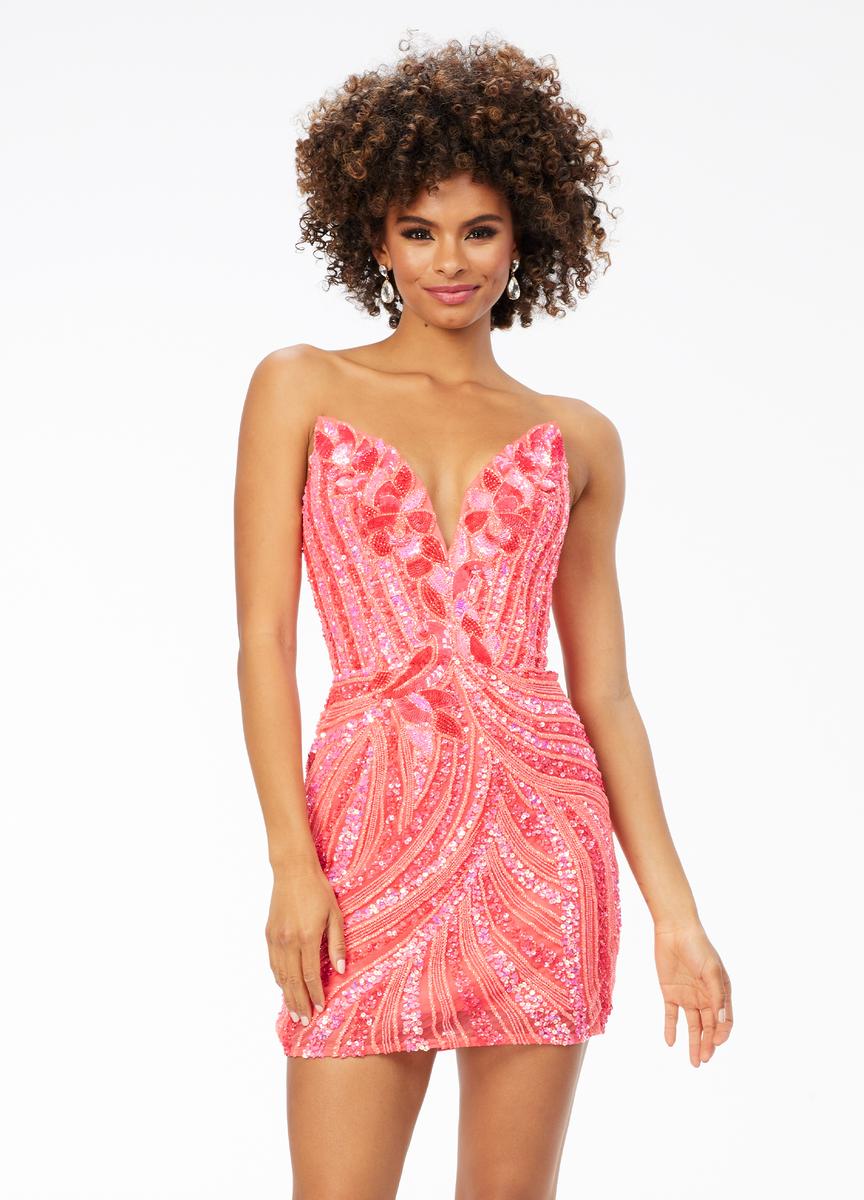 ASHLEYlauren Strapless Sequin Homecoming Dress 4500 - Image 12