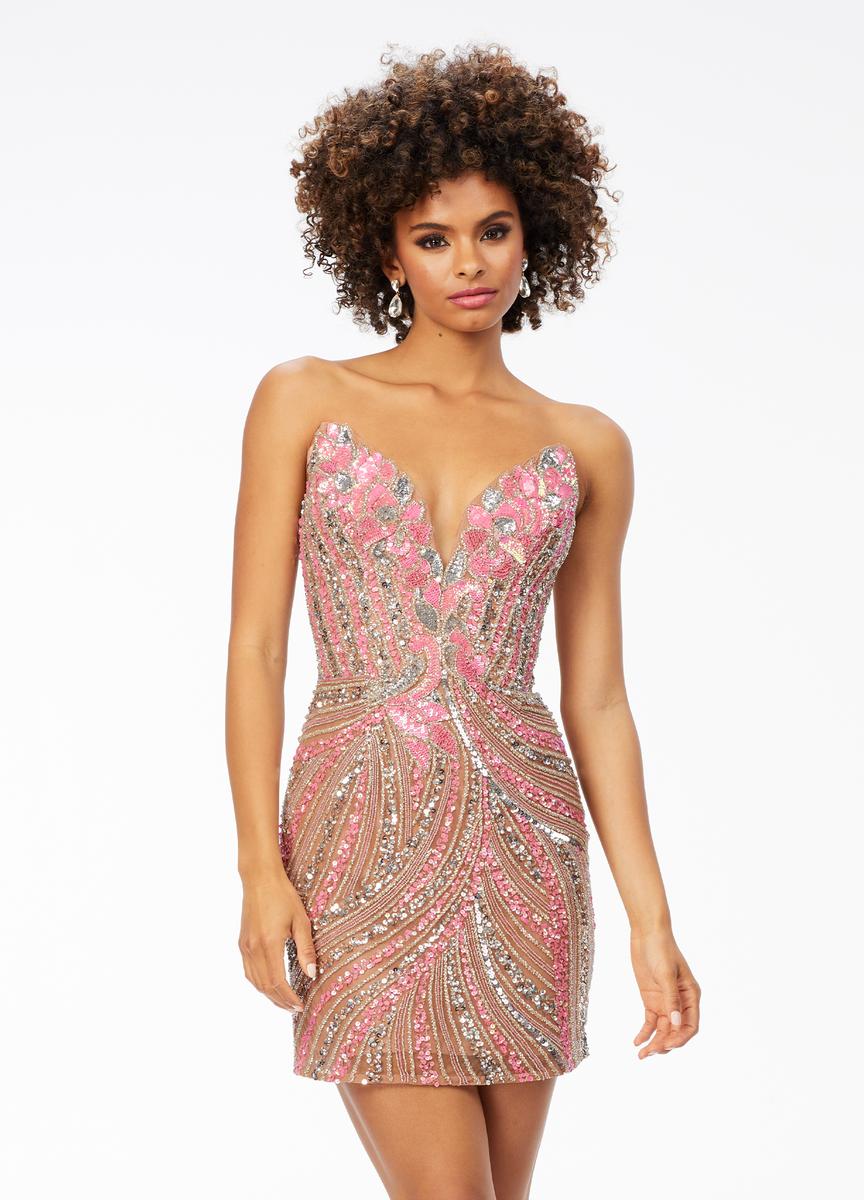 ASHLEYlauren Strapless Sequin Homecoming Dress 4500 - Image 15