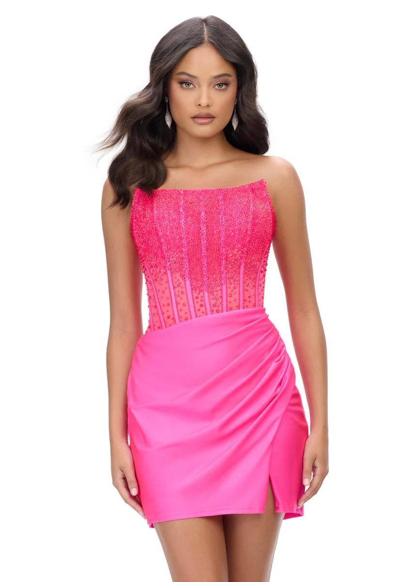 ASHLEYlauren Illusion Corset Homecoming Dress 4686 - Image 15