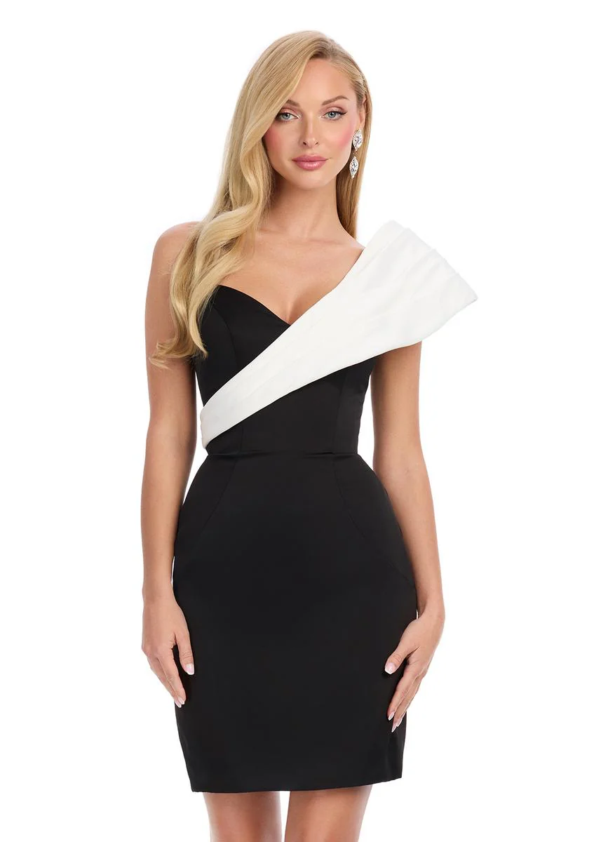 ASHLEYlauren One Shoulder Cocktail Dress 4810