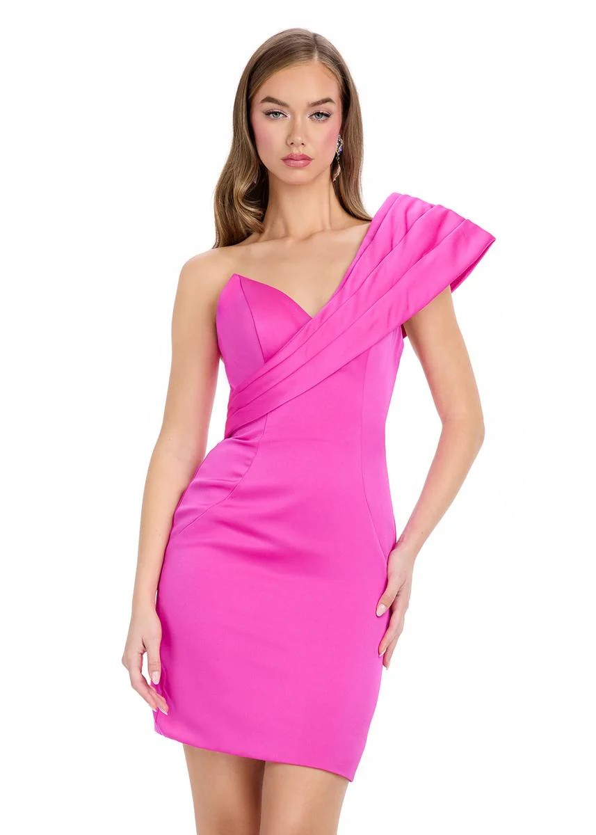 ASHLEYlauren One Shoulder Cocktail Dress 4810 - Image 3