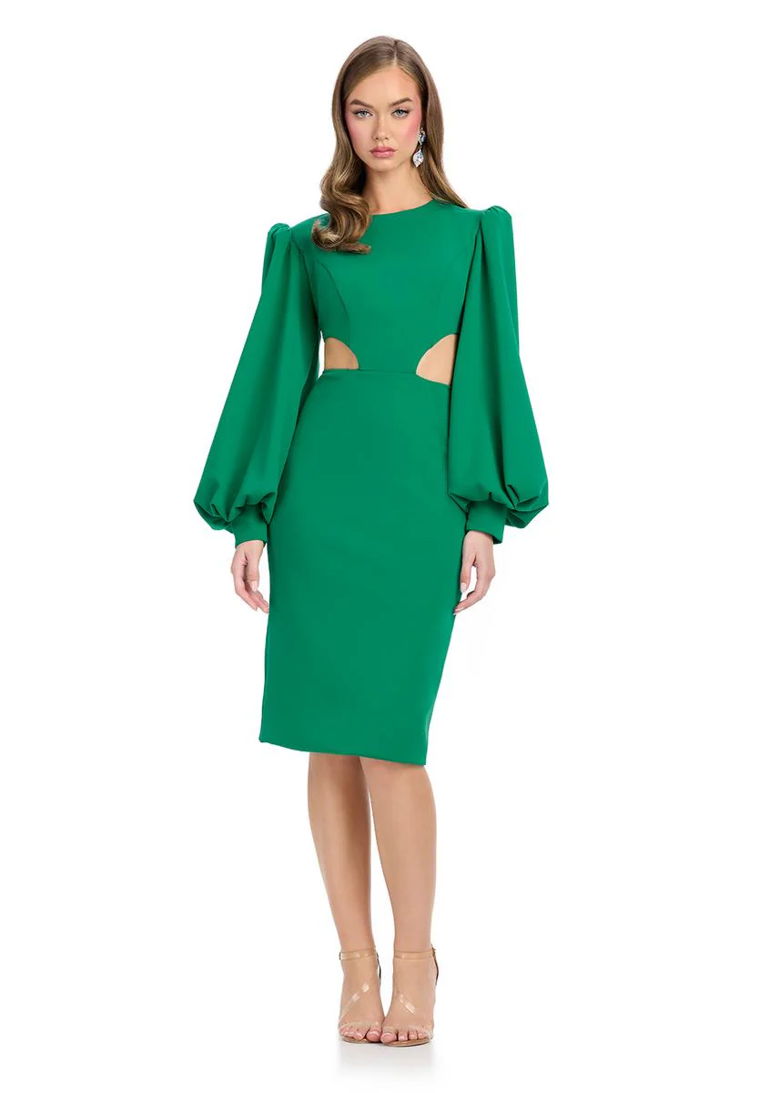 ASHLEYlauren Balloon Sleeve Cocktail Interview Dress 4811 - Image 3