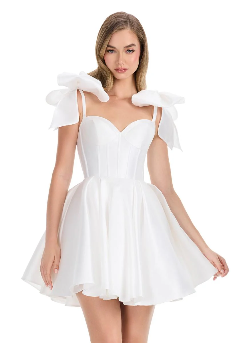 ASHLEYlauren A-Line Satin HoCo Dress 4855 - Image 3