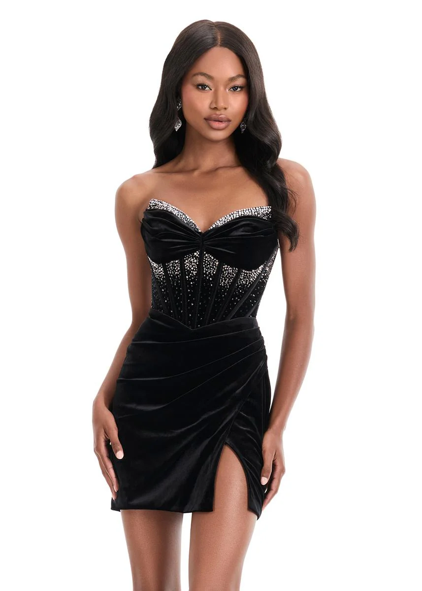 ASHLEYlauren Velvet Corset HoCo Dress 4865 - Image 5