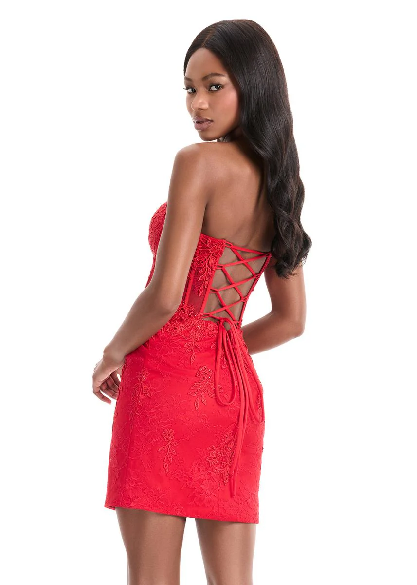 ASHLEYlauren Fitted Lace-Up Back Short HoCo Dress - Image 6