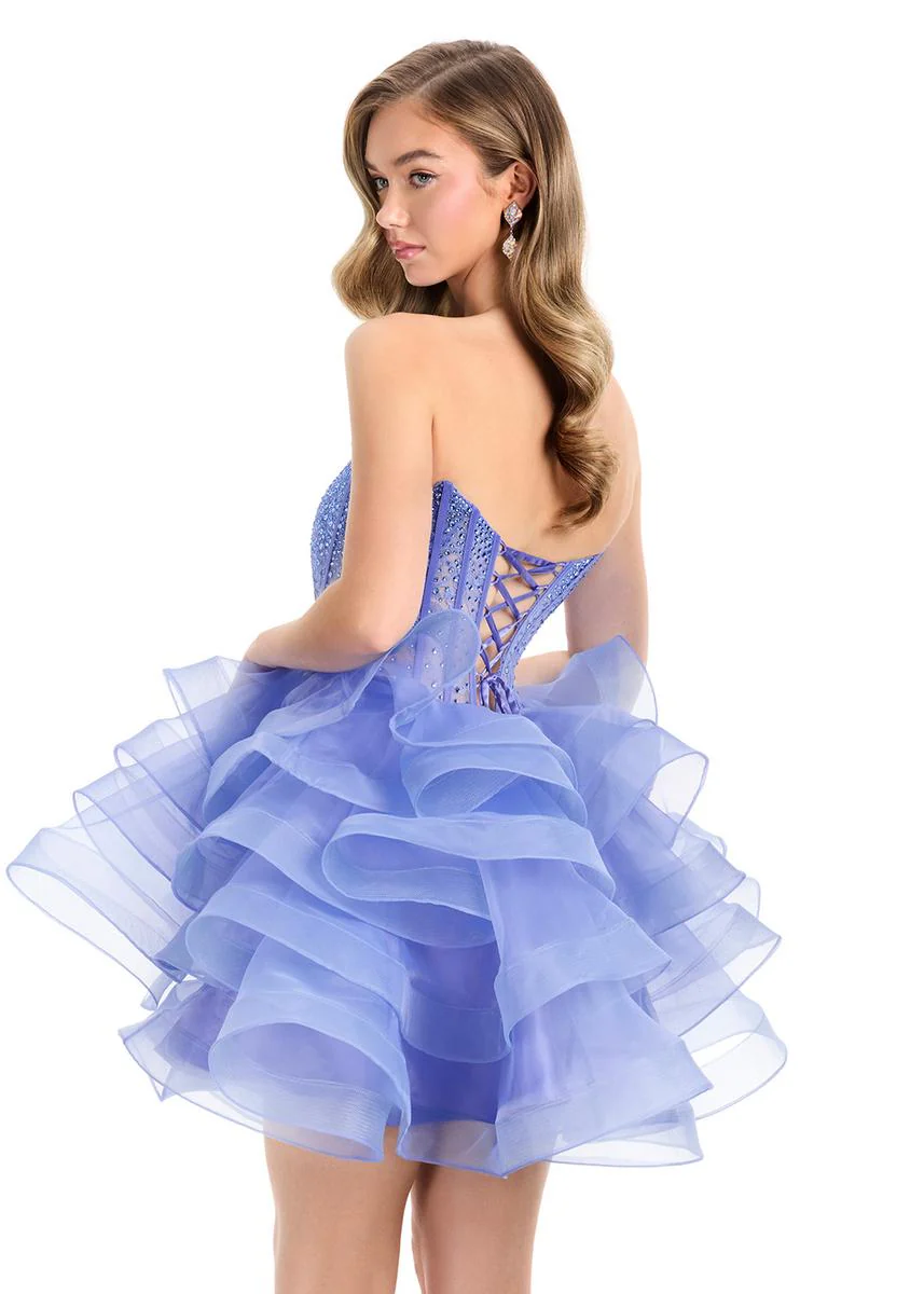 ASHLEYlauren Strapless Voluminous Ruffle Skirt Dress 4883 - Image 2