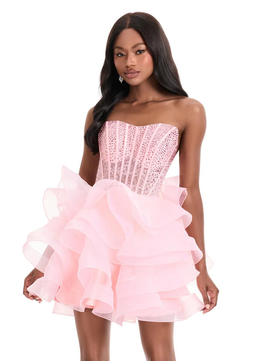 ASHLEYlauren Strapless Voluminous Ruffle Skirt Dress 4883 - Image 3