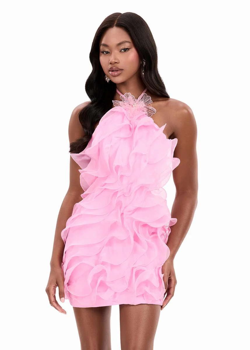 ASHLEYlauren Short Ruffle Organza Dress 4949 - Image 5