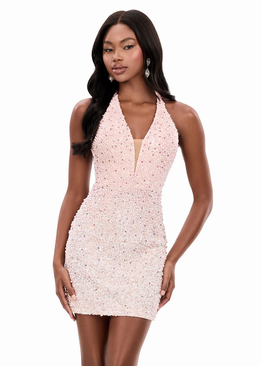 ASHLEYlauren Halter Open Back Fitted Short Dress 4956 - Image 8