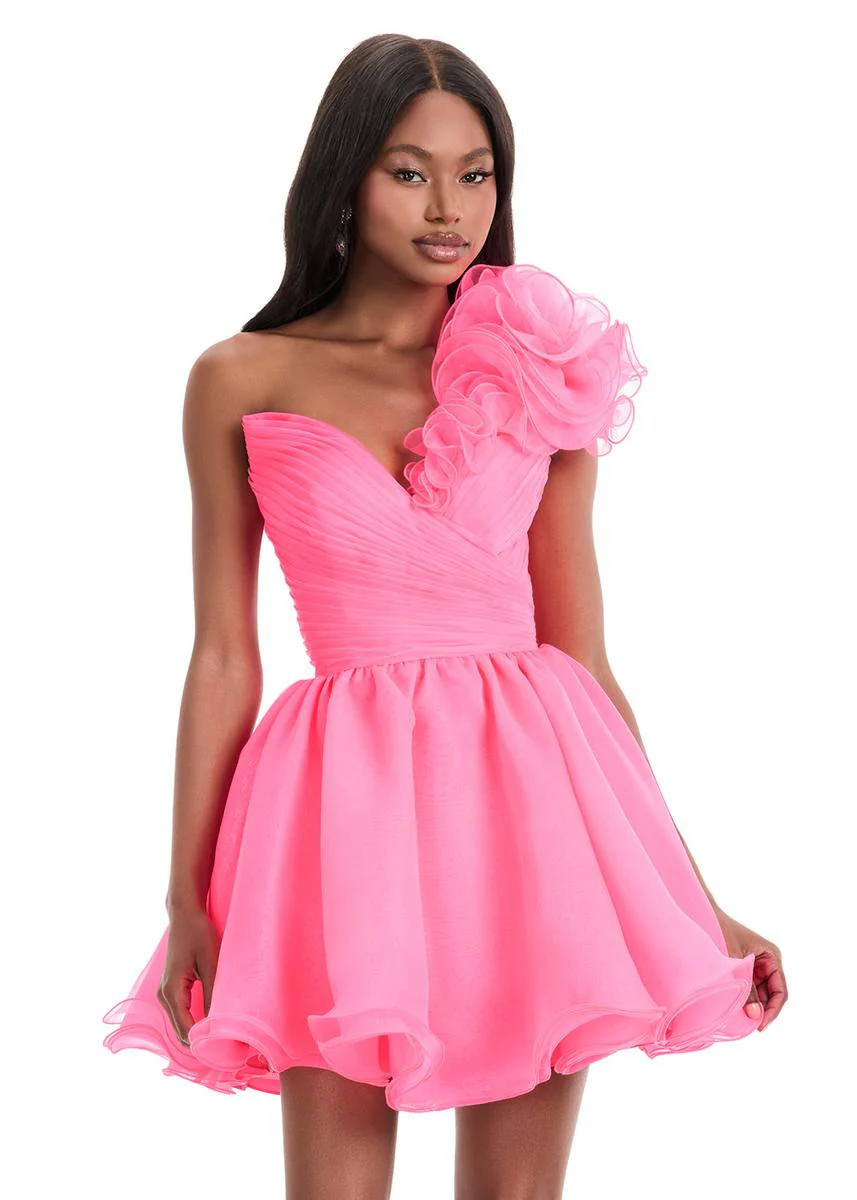 ASHLEYlauren One Shoulder A-Line HoCo Dress 4958 - Image 3