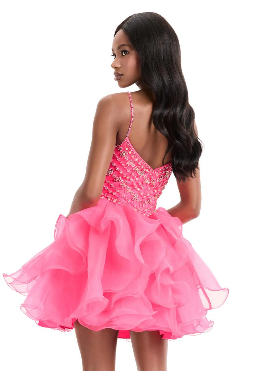 ASHLEYlauren Short Ruffle Homecoming Dress 4964 - Image 2