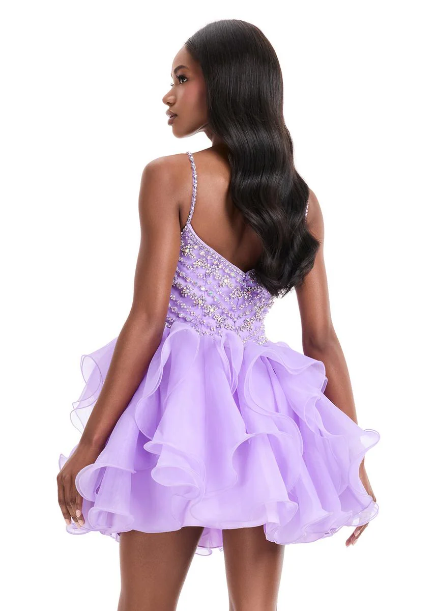 ASHLEYlauren Short Ruffle Homecoming Dress 4964 - Image 4