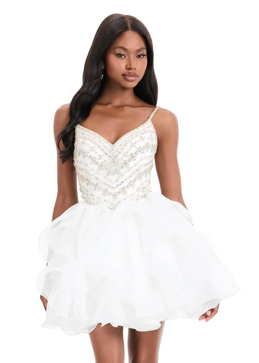 ASHLEYlauren Short Ruffle Homecoming Dress 4964 - Image 5