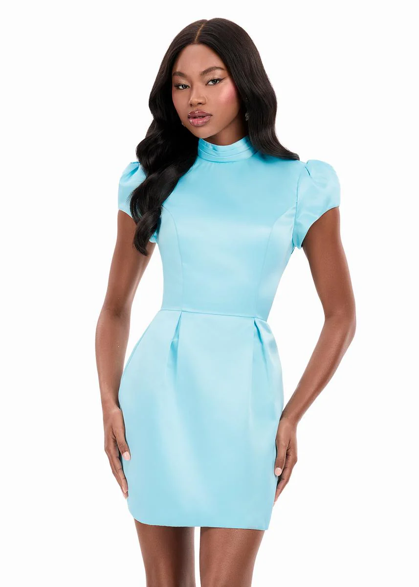 ASHLEYlauren High Neck Open Back Short Dress 4969 - Image 3