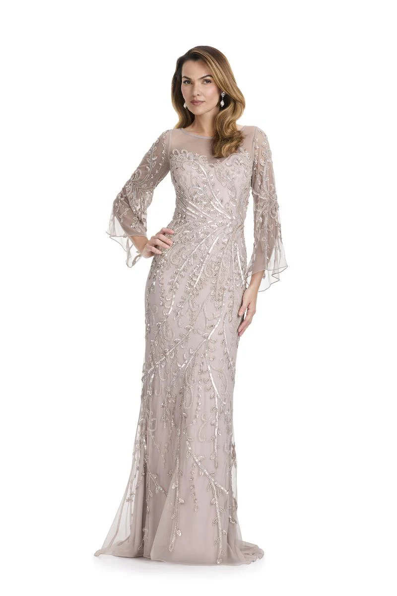 ASHLEYlauren Sheer Long Sleeve Evening Gown E12105 - Image 5