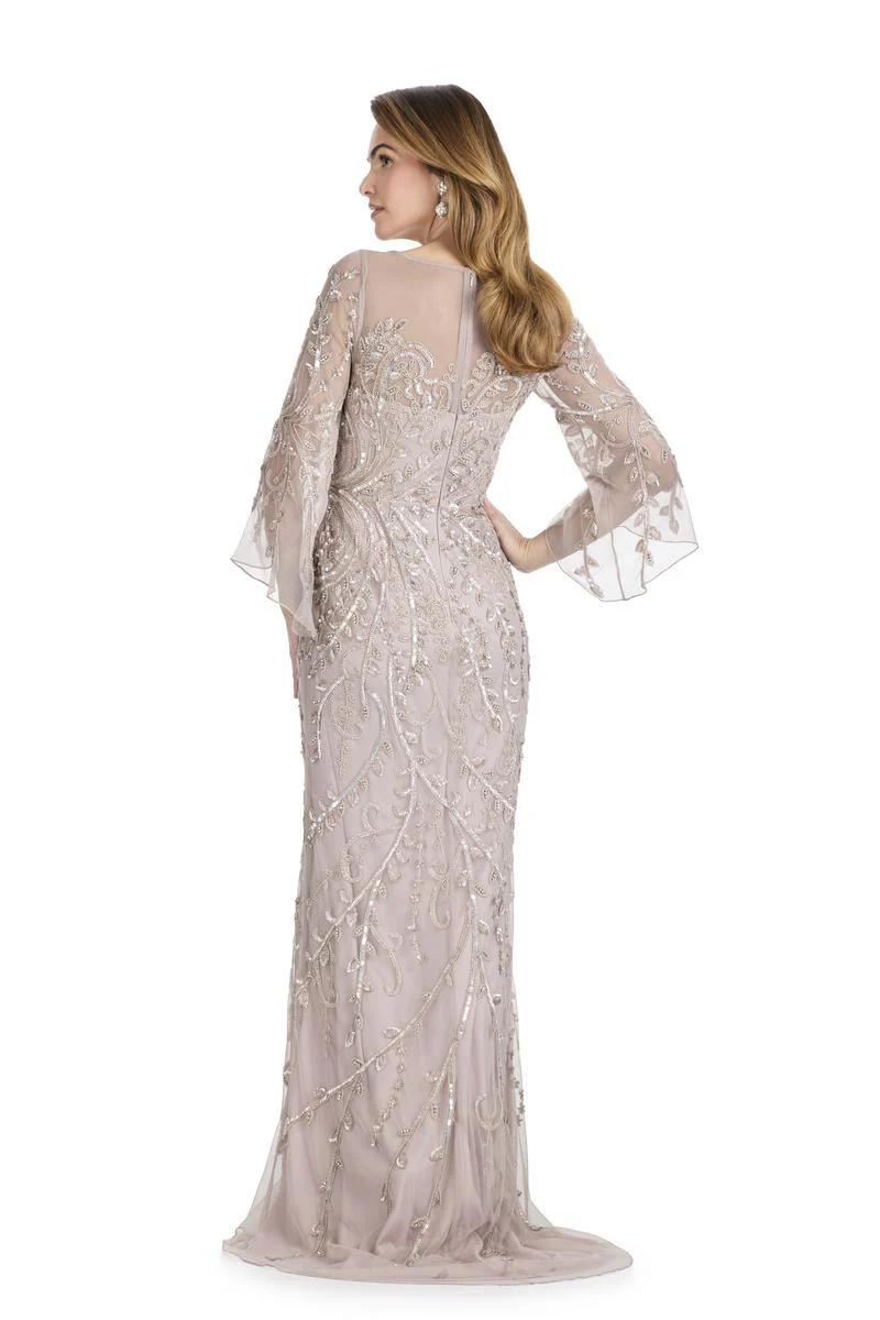 ASHLEYlauren Sheer Long Sleeve Evening Gown E12105 - Image 6