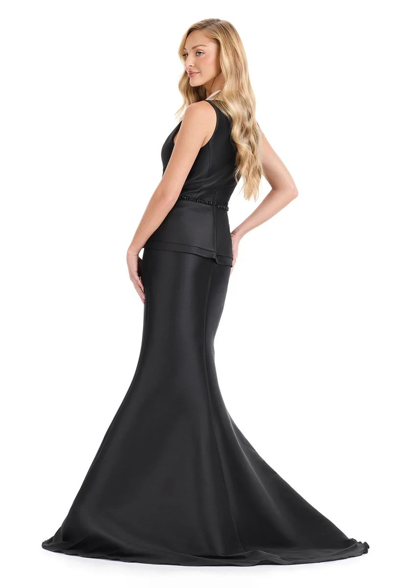 ASHLEYlauren Tuxedo Peplum Mermaid Long Dress E12131 - Image 2