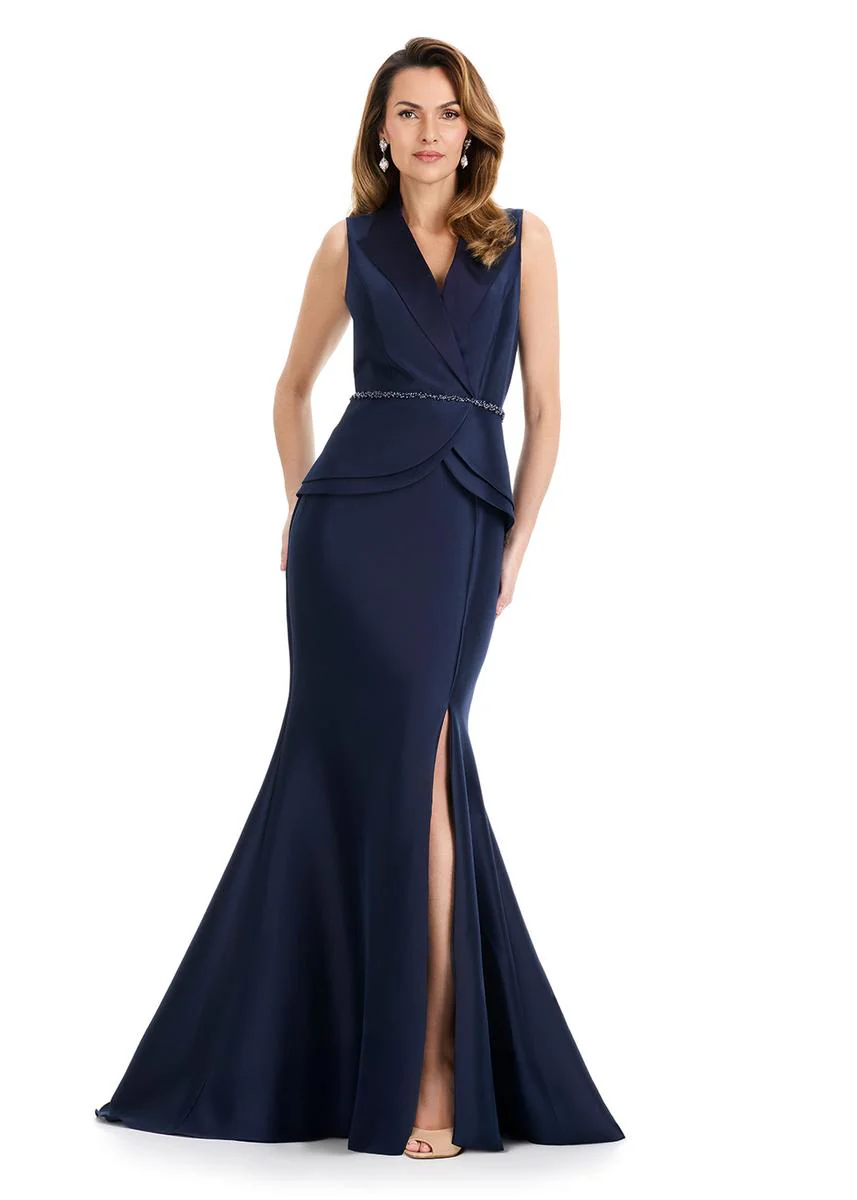ASHLEYlauren Tuxedo Peplum Mermaid Long Dress E12131 - Image 5