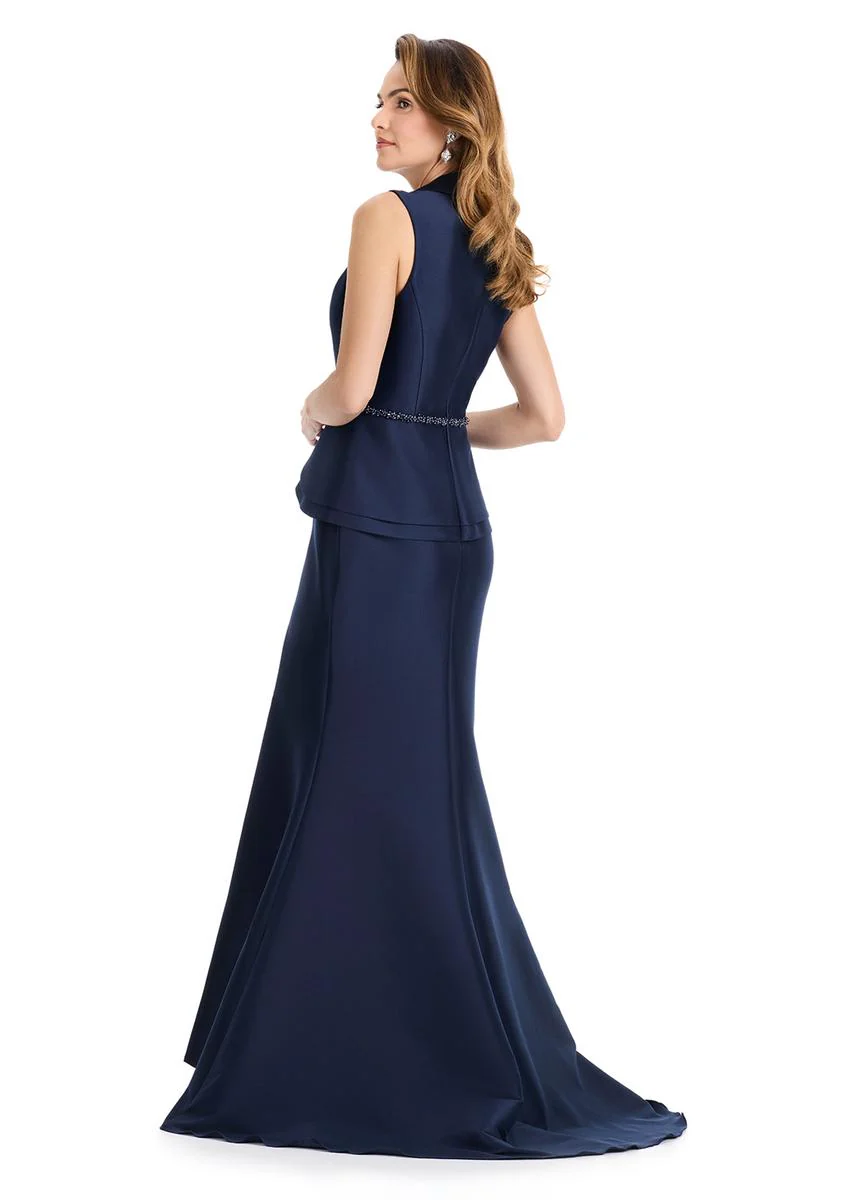 ASHLEYlauren Tuxedo Peplum Mermaid Long Dress E12131 - Image 6