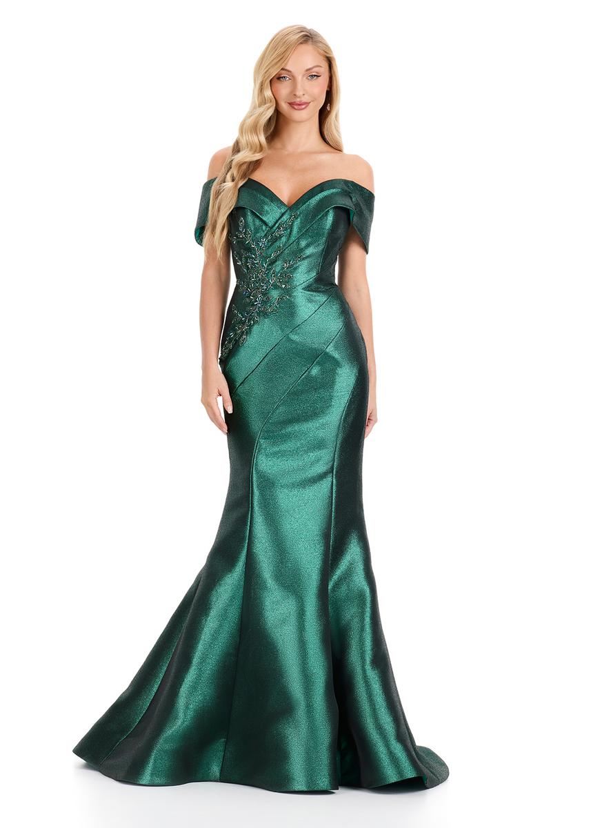 ASHLEYlauren Off The Shoulder Metallic Mermaid Dress E12135 - Image 3