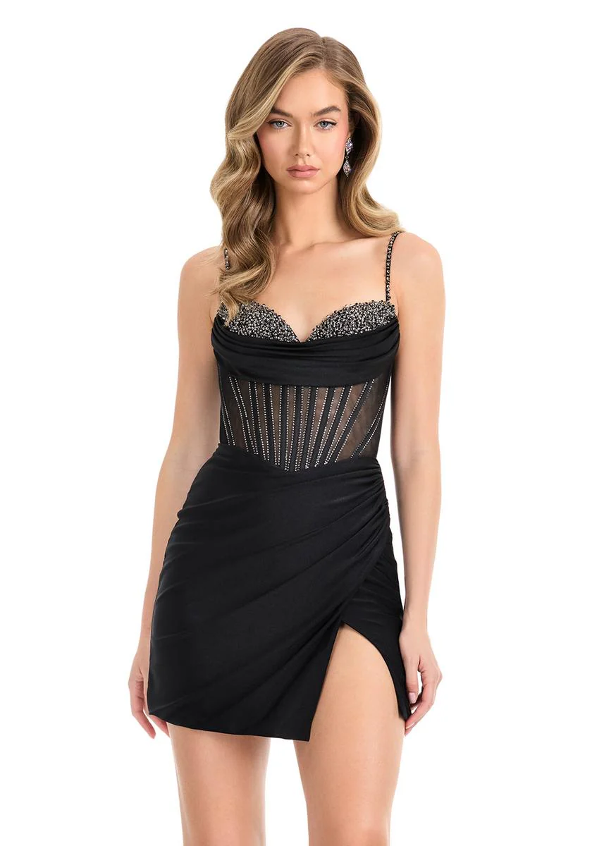 ASHLEYlauren Fitted Sheer Corset Homecoming Dress 4864 - Image 9