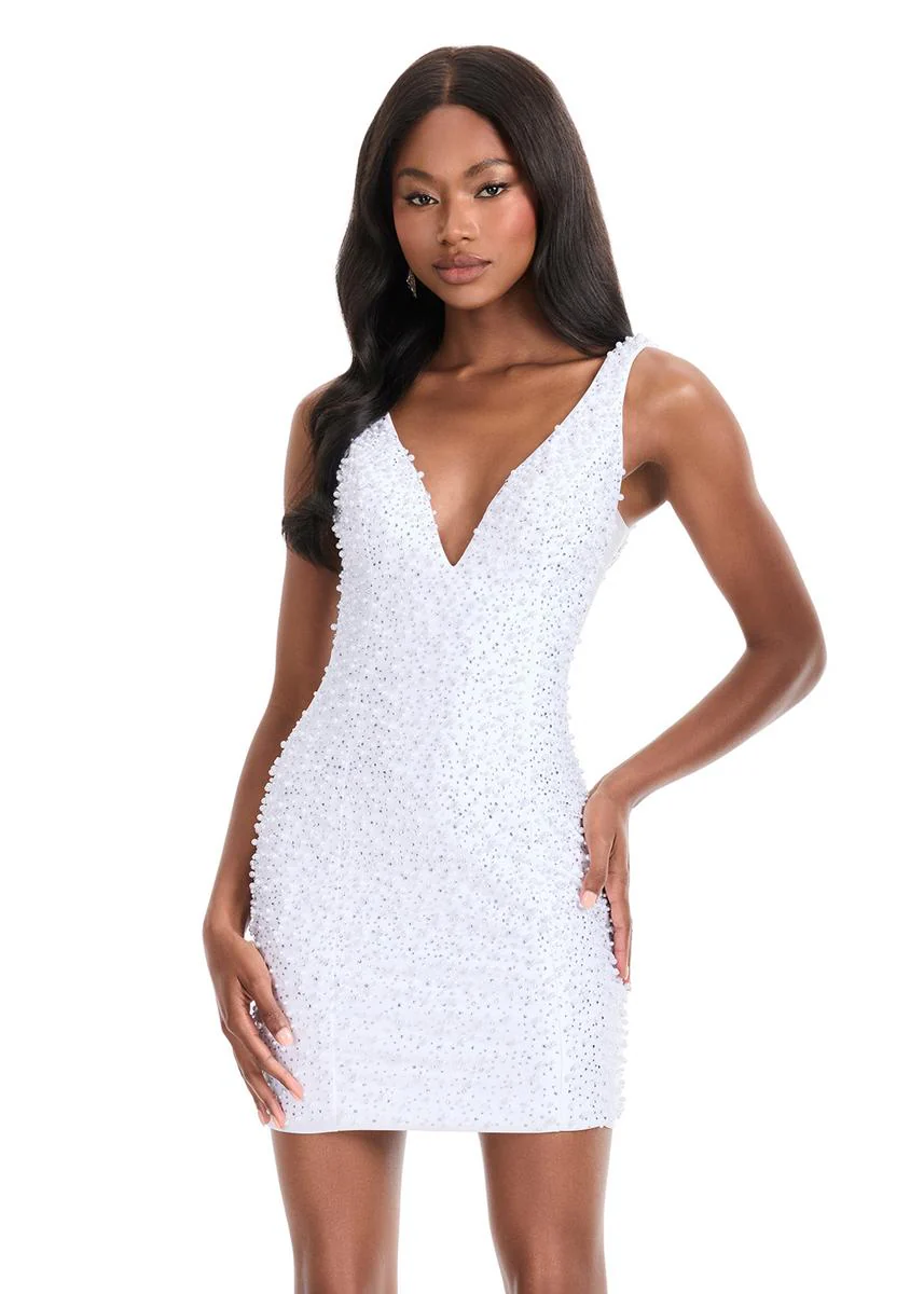 ASHLEYlauren Illusion Side Pearl HoCo Dress 4873 - Image 11
