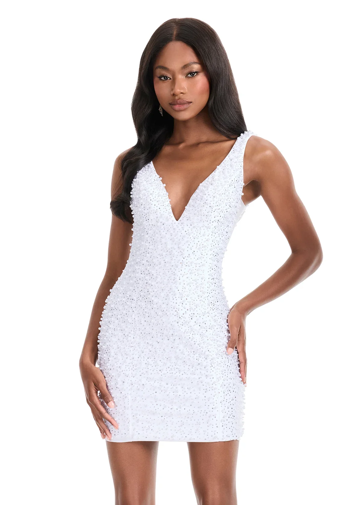 ASHLEYlauren Illusion Side Pearl HoCo Dress 4873 - Image 7