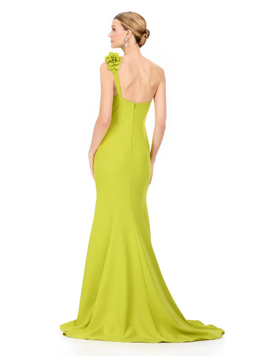 ASHLEYlauren One Shoulder 3D Applique Fitted Dress E12245 - Image 4