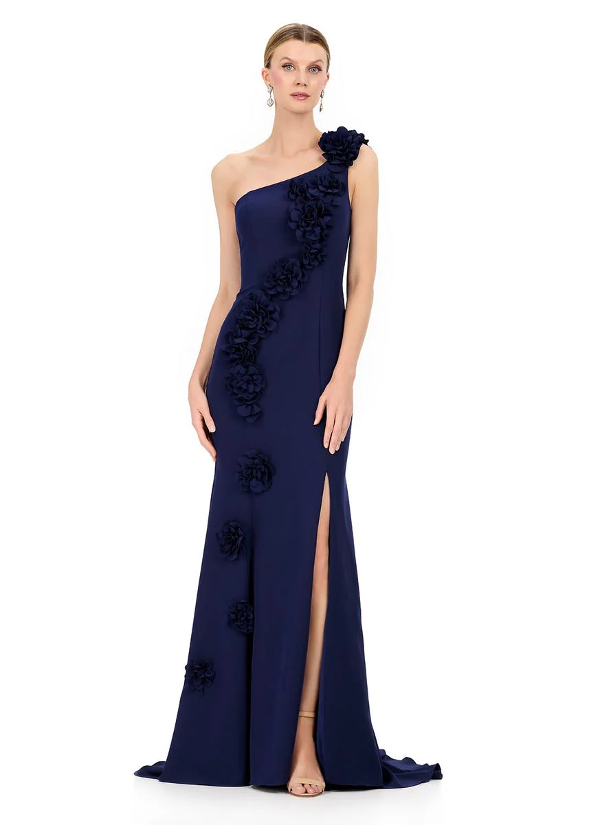 ASHLEYlauren One Shoulder 3D Applique Fitted Dress E12245 - Image 7