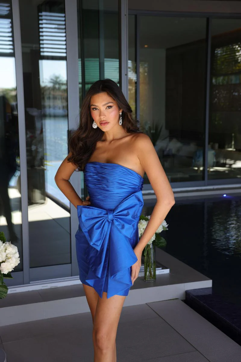Ava Presley Strapless Ruched Bow HoCo Dress 26310 - Image 8