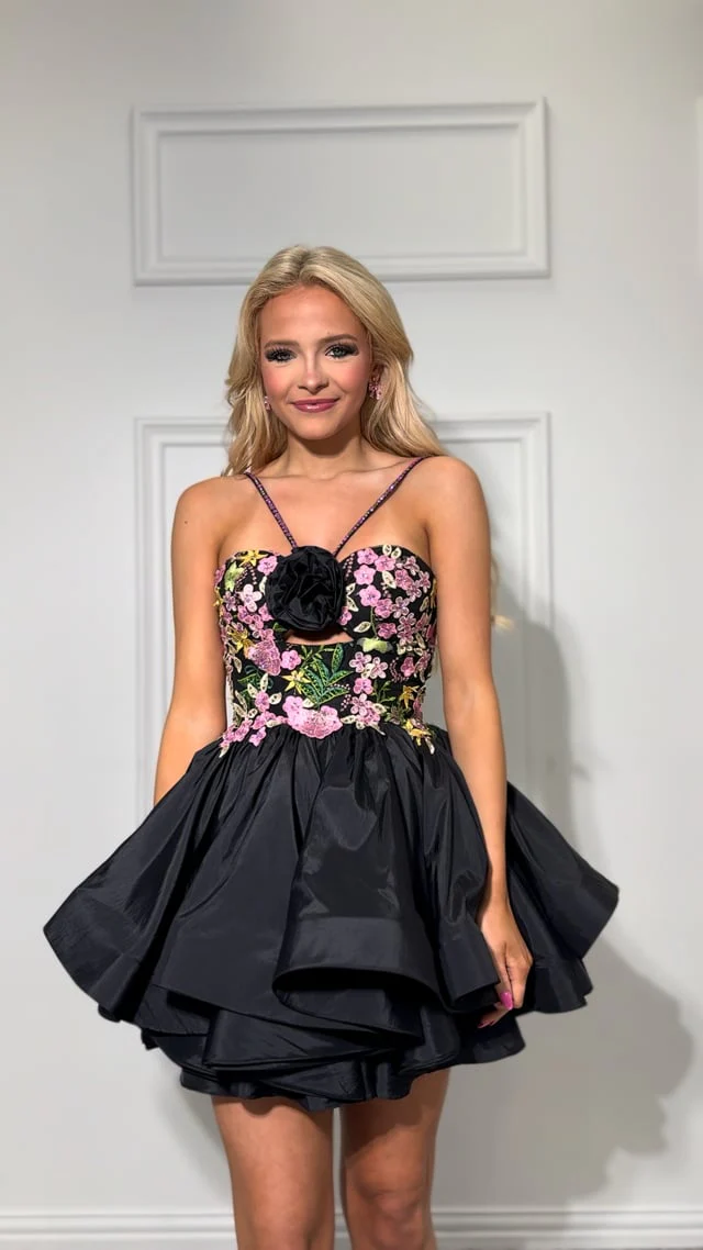 Ava Presley Halter Floral Applique HoCo Dress 26348 - Image 12