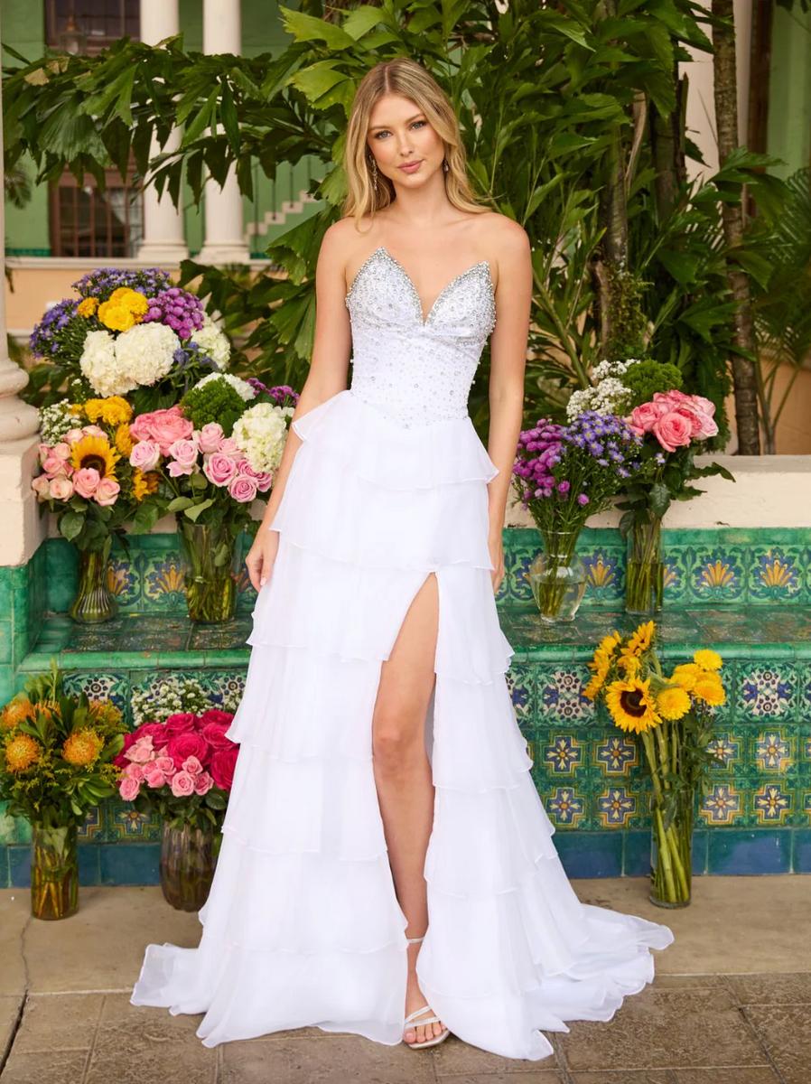 Ava Presley A-Line Ruffle Skirt Prom Dress 26407 - Image 4
