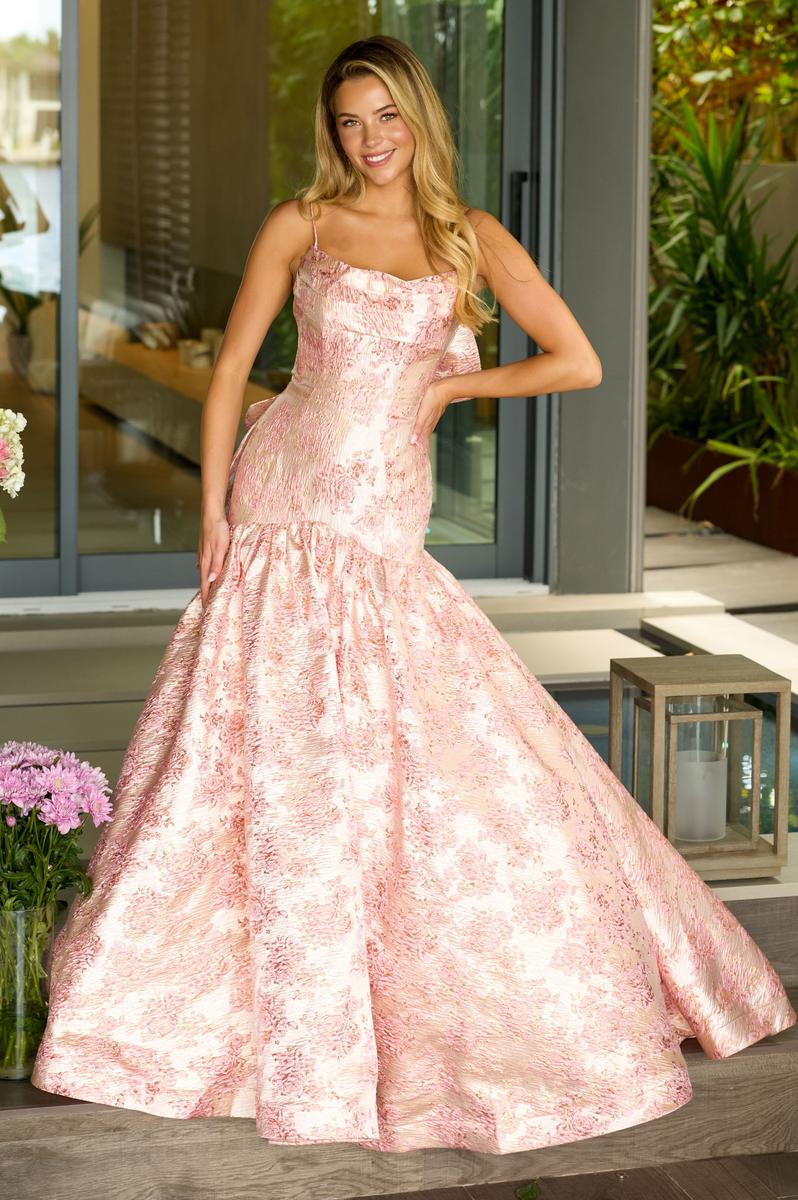 Ava Presley Brocade Drop Waist Prom Dress 26419 - Image 9