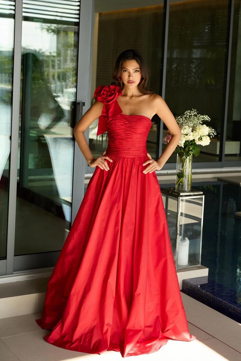 Ava Presley One Shoulder Rosette Ballgown Prom Dress 26524