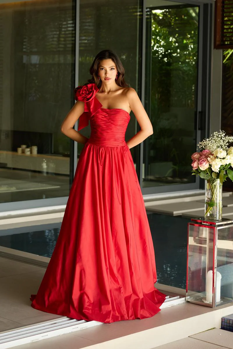 Ava Presley One Shoulder Rosette Ballgown Prom Dress 26524 - Image 6